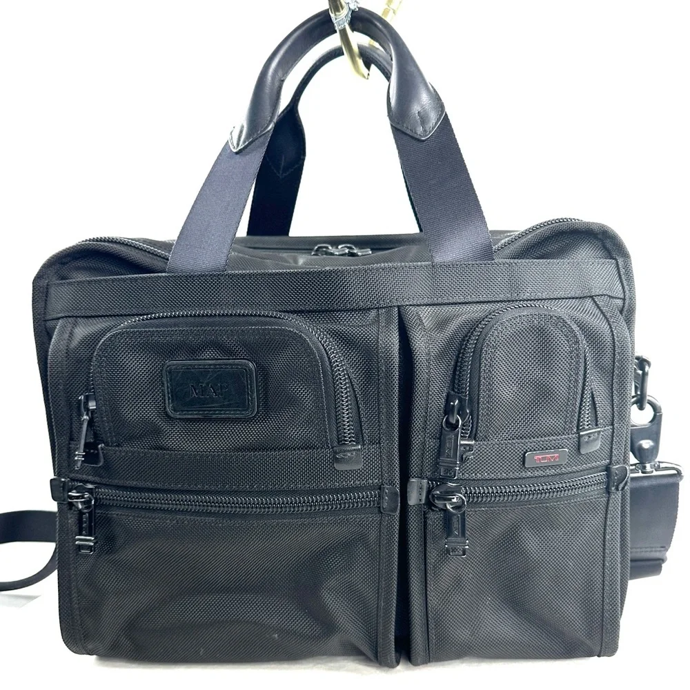 Tumi Black Ballistic Canvas Expandable Large Attaché Briefcase Laptop Bag Office